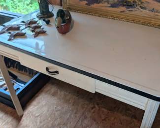 Antique vintage porcelain enamel table