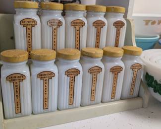 Early vintage Griffiths spice jars with rack!