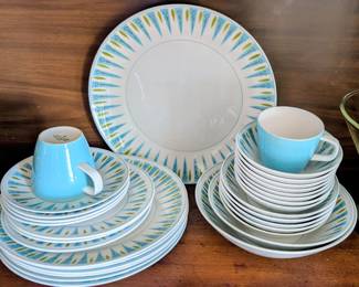MCM vintage Mikasa dinnerware Blue Point cera stone - priced to sell!