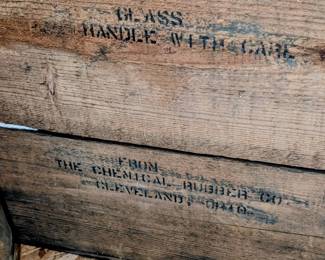 Vintage wooden crate chemical rubber company