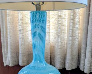 Pair of stunning blue glass lamps!
