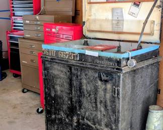 Several tool boxes including an old Craftsman Volare 'Way Cool'!