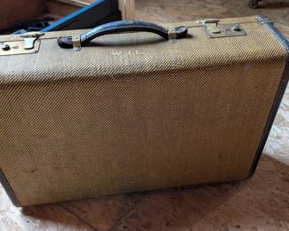 Vintage hard side Tweed suitcase