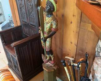 16th Century French Gothic Bishop's chair - Venetian Blackamoor Torchiere