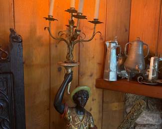 16th Century French Gothic Bishop's chair - Venetian Blackamoor Torchiere