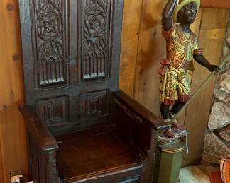 16th Century French Gothic Bishop's chair - Venetian Blackamoor Torchiere