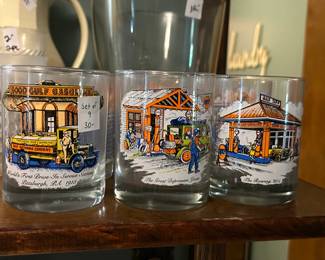 #114 set of 9 Gulf on the rocks glasses, vintage $30.00