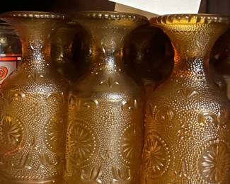 #119 9 gold embossed stemmed water glasses $30.00