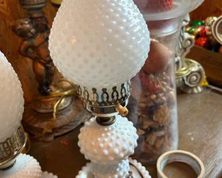 #204 hobnail white lamp with bigger balls design 17 tall $30.00