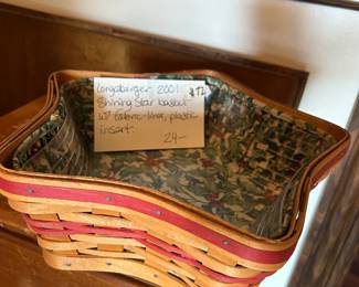 #72 Longaberger 2001 shining star basket w fabric liner plastic insert $24.00