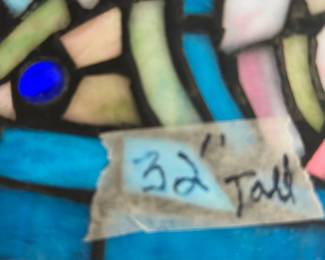 #9 tiffany style lamp with gold angel pass blue rose shade 32 tall $150.00