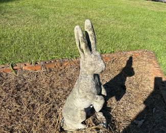 #243 concrete tall rabbit $30.00