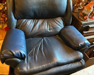 #191 blue pleather recliner $25.00