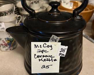 #106 McCoy 2 piece ceramic kettle $25.00