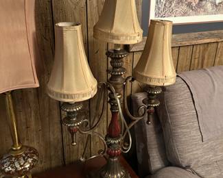#44 3 arm lamp with metal loops design 35 tall $40.00