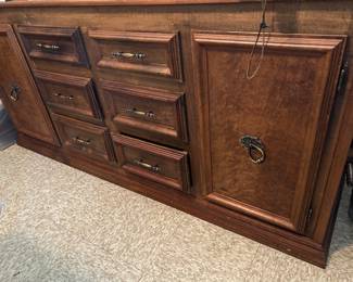 #156 homemade dresser with 6 draws and 2 doors 68x19x32 you move $75.00