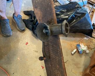 #213 tools shed keen Kuester hand crank meat grinder on board $40.00