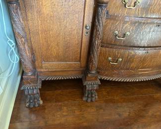 #3 Antique buffet w 6 drawer 2 doors lion feet tiger oak 72x24x42 $275.00