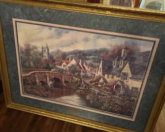 #57 print of castle with water and bridge A. Cotswold Village 43x34 $76.00