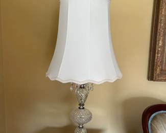 #14 Glass crystal lamp and base 35 tall "pair" $75.00