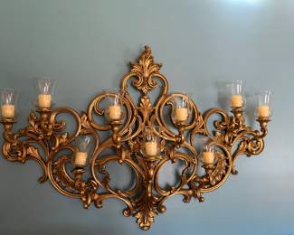 #4 plastic 9 candle stand gold wall hanging 43x28 $75.00