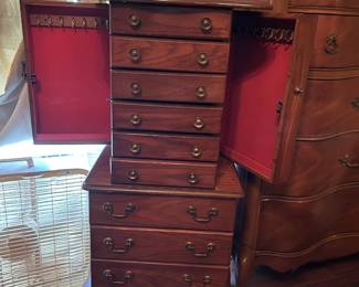 #149 Jewelry box with side doors 8 drawers flip top 19x16x42 $75.00