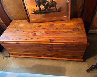 #198 cedar chest with tray 45x15x15 as is finish $45.00