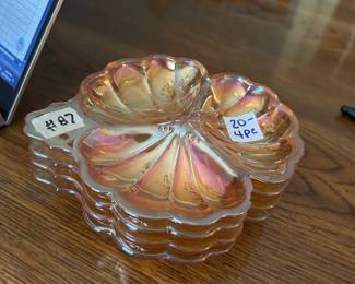 #87 caravel glass 4 plates orange7 long $20.00