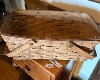 #68 Longerburger market basket medium signed 86 signed double swing handle $24.00