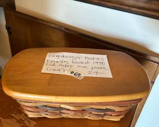#69 Longaberger backer bounty basket 1998 lid fabric liner plastic insert $24.00