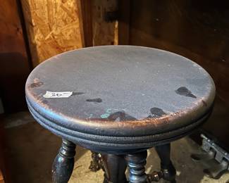 #193 BLACK painted piano stool with glass ball feet swivel $30.00