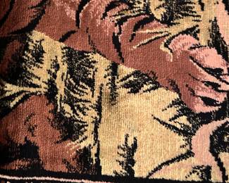 #135 Rabano on/cotton made in Le rug 48x72 of tigers blue, tan cream $75.00