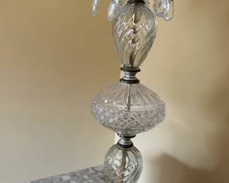 #14 Glass crystal lamp and base 35 tall "pair" $75.00