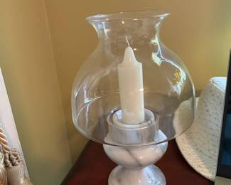 #124 marble candle holder with globe 11 tall $25.00