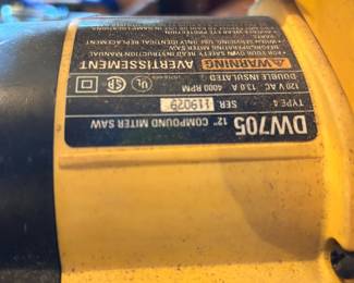#189 Dewalt miter saw as is cordDW705 $25.00