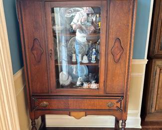 #2 antique China cabinet with 1 drawer and 1 door 36x14x63 $125.00