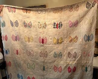 #146 82x92 butterfly quilt scrappie as is $75.00