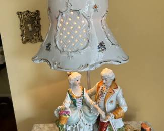 #12 Berok China lamp with paint on it 20 tall $100.00