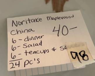 #98 Noritake Maplewood China 31 pieces including serving pieces $85.00