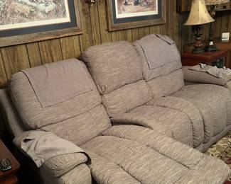 #39 3 seat 1 reclines with fix back tan 88 long as is 1 recliner does not work $35.00