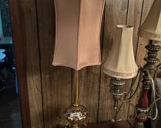 #45 tall glass lamp with prisms 36 tall $40.00