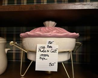 #165 USA 3 piece Made in CA 1950's serving piece ceramic $30.00