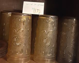 #117 14 gold embossed glasses $30.00