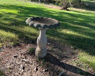 #242 concrete bird bath 30 inch tall scallop top $60.00
