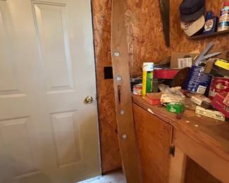 #224 tool shed vintage level with hook on side 78 inches tall $100.00