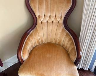 #10 pair of yellow rose back velet seat chairs 44 tall $200.00