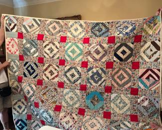 #143 71x82 scrappie Dimond pattern quilt $75.00