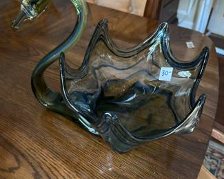 #81 3 piece glass candle holder 16 14 12 $20.00