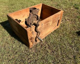 #238 corn sheller box by black hawk 34x23x16 $75.00