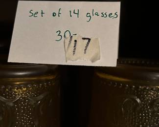 #117 14 gold embossed glasses $30.00